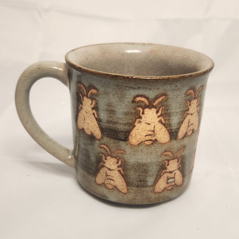 3 1/2" Handmade Boho Style Bee Coffee Mug